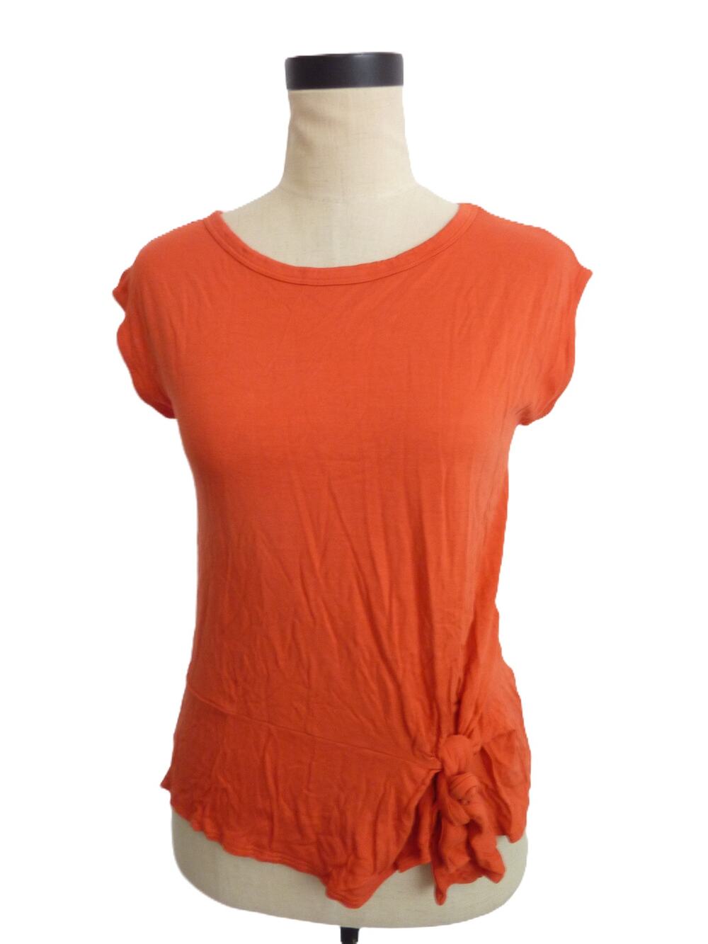 Banana Republic Crinkle Side Tie T-Shirt XS Orange Short Sleeve Top